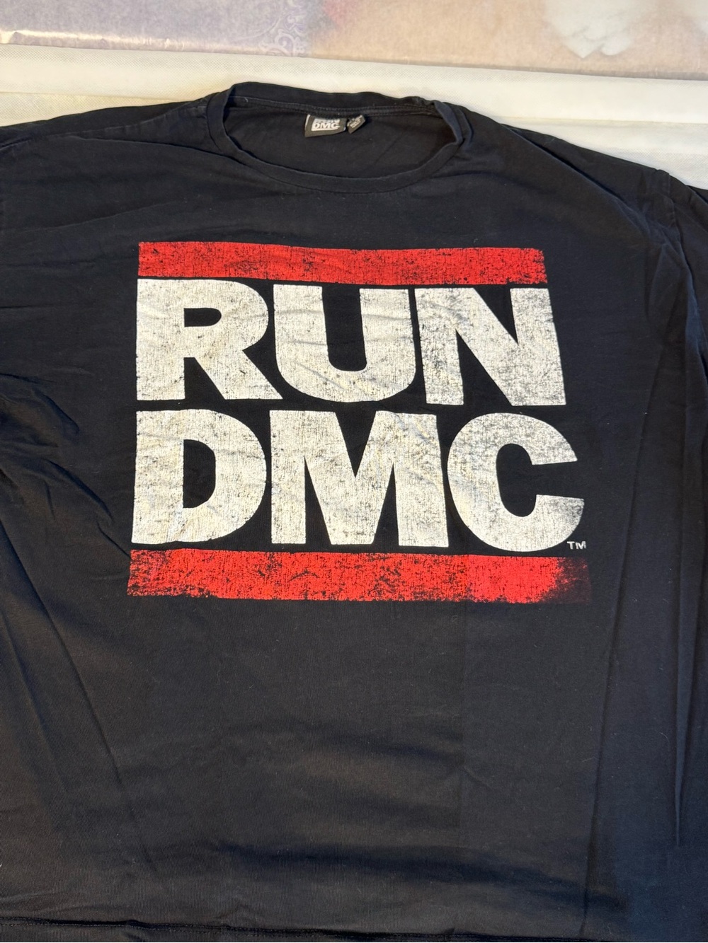 RUN DMC Graphic T Shirt XL Black Hip Hop Rap Tee “Tour 86” Sleeve Print